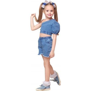Quzucuk Kids Kız Çocuk Asimetrik Bluzlu Kot Takım