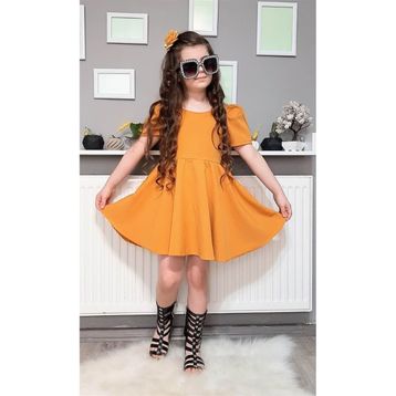 Quzucuk Kids Kız Çocuk Baharlık Hardal Elbise