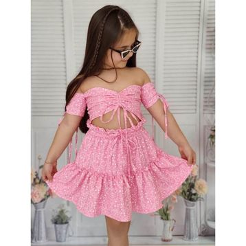 Quzucuk Kids Kız Çocuk Baharlık Pembe Büstiyerli Takım