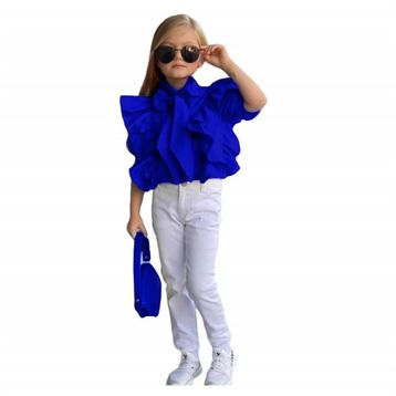 Quzucuk Kids Kız Çocuk Mavi Çantalı Pantolon Takım