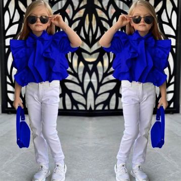 Quzucuk Kids Kız Çocuk Mavi Çantalı Pantolon Takım