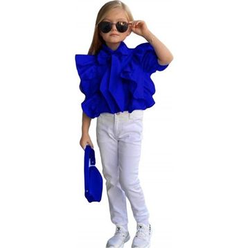 Quzucuk Kids Kız Çocuk Mavi Çantalı Pantolon Takım