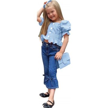 Quzucuk Kids Kız Çocuk Mavi Pitikareli Çantalı Takım