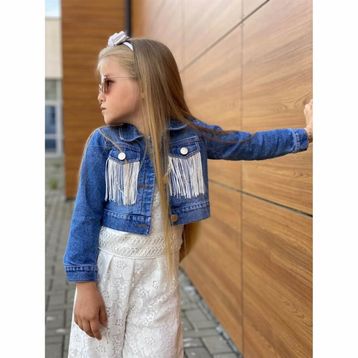 Quzucuk Kids Kız Çocuk Püskül Ceketli Beyaz Tulum Takımı