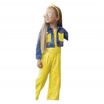 Quzucuk Kids Kız Çocuk Püskül Ceketli Sarı Tulum Takımı