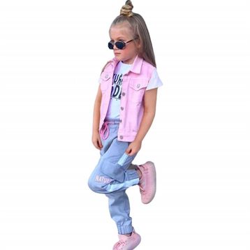 Quzucuk Kids Kız Çocuk Yelekli Pembe Spor Takım