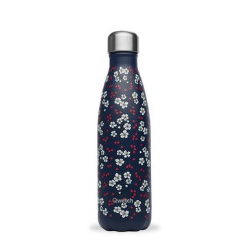 Qwetch QD3470 Çiçek Desenli Isı Yalıtımlı 500 ml Lacivert Termos