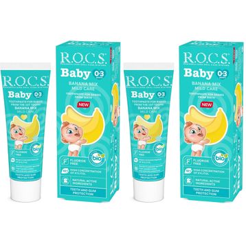 R.O.C.S. Baby 0-3 Yaş Muz Püresi Tadında 2x45 gr Bebek Diş Macunu