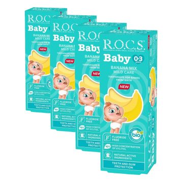 R.O.C.S. Baby 0-3 Yaş Muz Püresi Tadında 4x45 gr Bebek Diş Macunu
