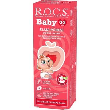 R.O.C.S. Baby 45 gr 0-3 Yaş Elma Püresi Tadında Florürsüz Bebek Diş Macunu