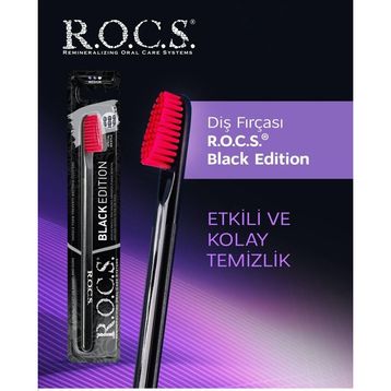 R.O.C.S. Black Edition Kırmızı Orta Sert Özel Kıl Dokulu Diş Fırçası