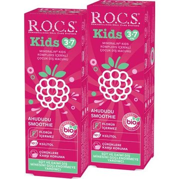 R.O.C.S. Kids 3-7 Yaş 45 gr 2 Adet Ahududu Smoothıe Tadında Florürsüz Diş Macunu