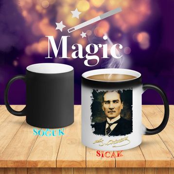 R247 Takım Elbiseli Mustafa Kemal Atatürk Sihirli Kupa Bardak