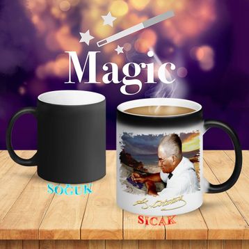 R291 Haritayı İnceleyen Mustafa Kemal Atatürk Sihirli Kupa Bardak