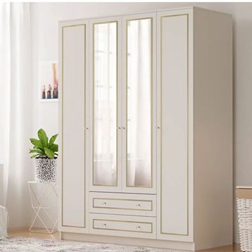 Rabi Gold Aynali 4 Kapak 2 Çekmeceli Gardrop