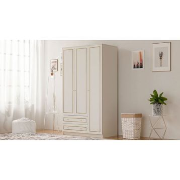 Rabi Gold Country 3 Kapak 2 Çekmeceli Mega Beyaz Gardırop