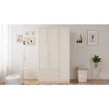 Rabi Gold Country 3 Kapak 2 Çekmeceli Mega Beyaz Gardırop