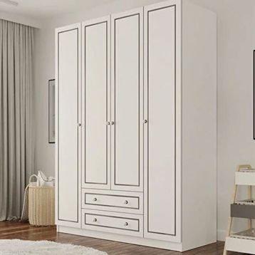 Rabi Grey 4 Kapak 2 Çekmeceli Gardrop
