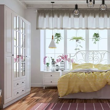 Rabi Mat Beyaz Beyza Avangart 4 Kapaklı 2 Çekmeceli Gardırop