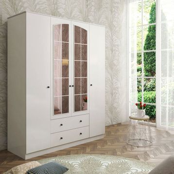 Rabi Rose 4 Kapak 2 Çekmece Aynalı Gardırop