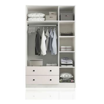 Rabi Side 3 Kapak 2 Çekmece Aynalı 184 Beyaz Gardırop