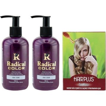Radical Color 2 Adet 250 ml Lila Su Bazlı Saç Boyası ve Hairplus Saç Açıcı