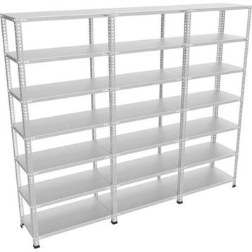 Rafburada 7 Katlı 3'lü Bitişik Galvaniz Çelik 43x93x200 cm Depo Arşiv Dosya Rafı
