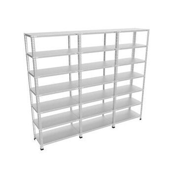 Rafburada 7 Katlı 3'lü Bitişik Galvaniz Çelik 43x93x200 cm Depo Arşiv Dosya Rafı