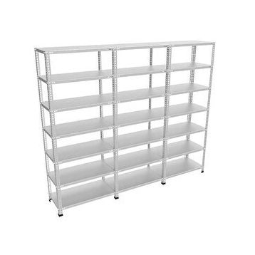 Rafburada 7 Katlı 3'lü Bitişik Galvaniz Çelik 43x93x200 cm Depo Arşiv Dosya Rafı