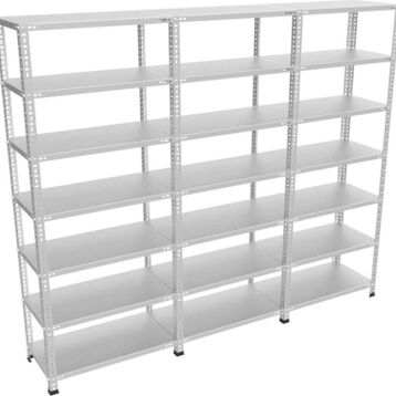 Rafburada 7 Katlı 3'lü Bitişik Galvaniz Çelik 43x93x200 cm Depo Arşiv Dosya Rafı