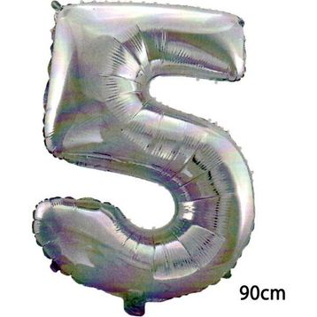 Rakamı Gümüş 90 cm 5 Folyo Balon
