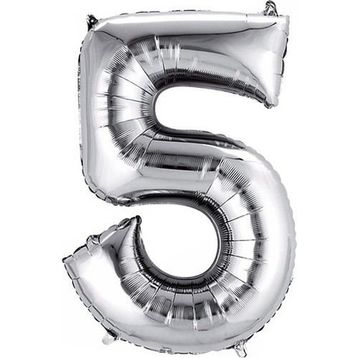 Rakamı Gümüş 90 cm 5 Folyo Balon