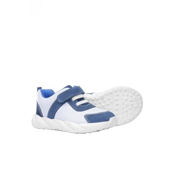 Rakerplus Barefoot Hakiki Deri Krem Lacivert Cırt Cırtlı Çocuk Spor Ayakkabı