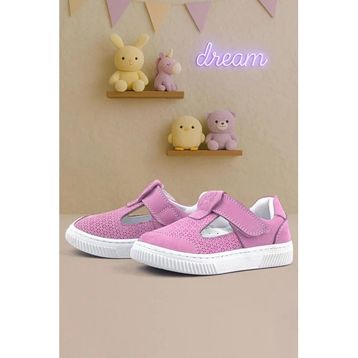 Rakerplus Bheem Hakiki Deri Pembe Cırtlı Bebek Sneaker Sandalet