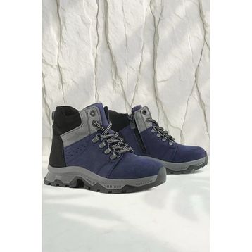 Rakerplus Hakiki Deri Lacivert Fermuarlı Trekking Çocuk Bot