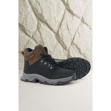 Rakerplus Hakiki Deri Siyah Kahverengi Fermuarlı Trekking Çocuk Bot