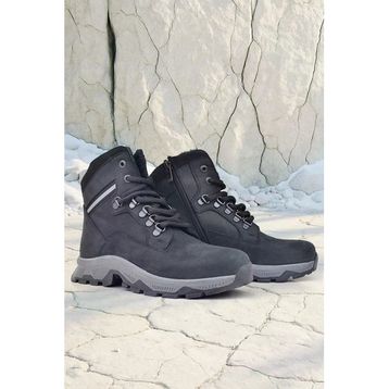 Rakerplus Hakiki Deri Siyah Süet Bağcıklı Fermuarlı Trekking Çocuk Bot
