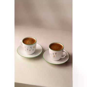 Rakle Botanical Seramik 2'li 110 cc Kahve Fincan Takımı