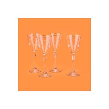 Rakle Star 255 ml Sarı Şeffaf Altın Yaldızlı 4'lü Ayaklı Bardak Seti