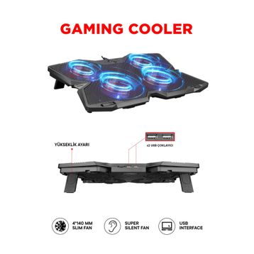 Rampage AD-RC3 X-Dragon Siyah 4 Fanlı Notebook Soğutucu