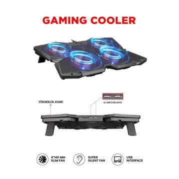 Rampage AD-RC3 X-Dragon Siyah 4 Fanlı Notebook Soğutucu