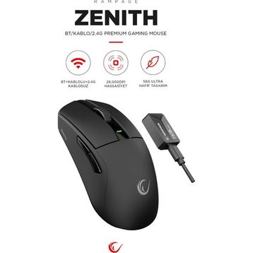 Rampage Zenith Siyah Optik Kablolu/Kablosuz Gaming Mouse