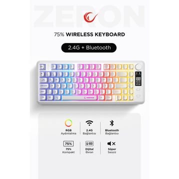 Rampage Zeron RM-K87 RGB %75 TKL Membrane Switch Kablosuz Oyuncu Klavyesi