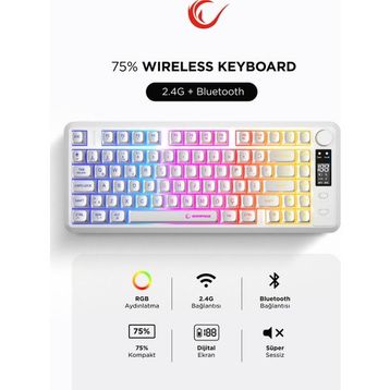 Rampage Zeron RM-K87 RGB %75 TKL Membrane Switch Kablosuz Oyuncu Klavyesi
