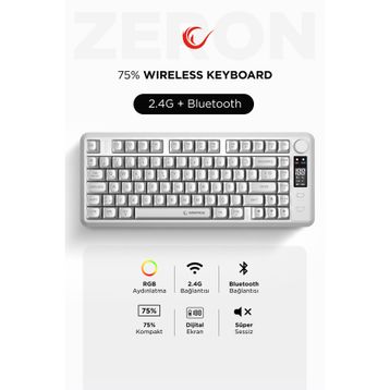 Rampage Zeron RM-K87 RGB %75 TKL Membrane Switch Kablosuz Oyuncu Klavyesi