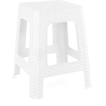 Rattan Beyaz Büyük Tabure