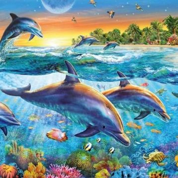 Ravensburger Günbatımında Yunuslar 500 Parça Puzzle