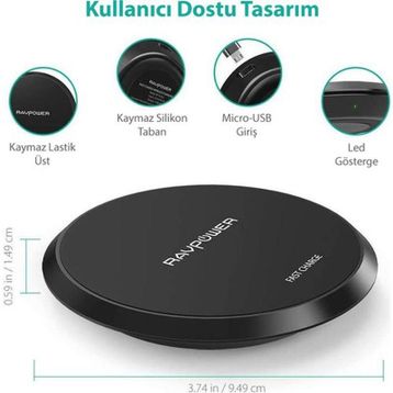RAVPOWER RP-PC063 Siyah Kablosuz Şarj Cihazı