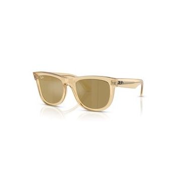 Ray-Ban RBR 0502S 68215A 50 Wayfarer Reverse Aynalı Unisex Kare Şeffaf Sarı Kemik Güneş Gözlüğü
