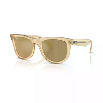 Ray-Ban RBR 0502S 68215A 50 Wayfarer Reverse Aynalı Unisex Kare Şeffaf Sarı Kemik Güneş Gözlüğü